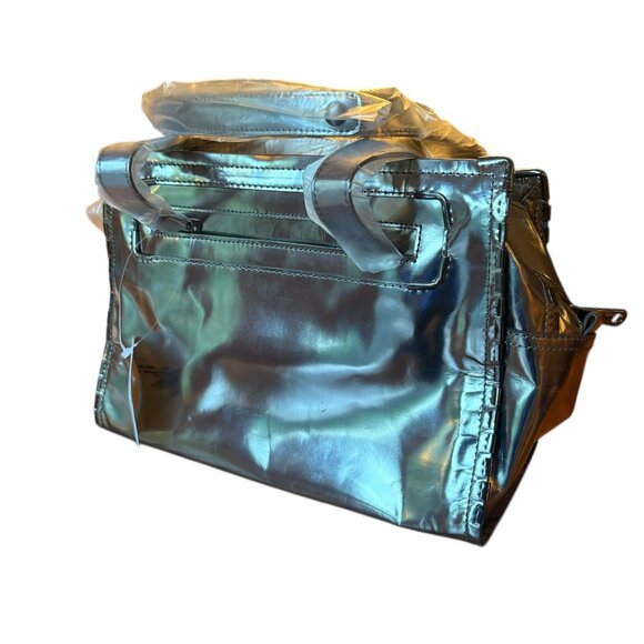 Grayson Holiday 2012 Studded Metallic Pewter Leather Satchel - Picture 9 of 10